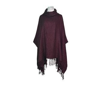 Vince Camuto burgundy turtle neck poncho One Size